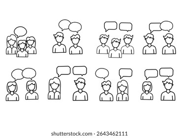 Conjunto de ícones editáveis da linha de conversa. Conter ícones relacionados a conversas, bate-papo, discussões, conversas, palestras e muito mais. Traçado editável. Ilustração vetorial