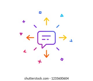 Conversation line icon. Chat Messages or SMS sign. Communication symbol. Gradient line button. SMS icon design. Colorful geometric shapes. Vector