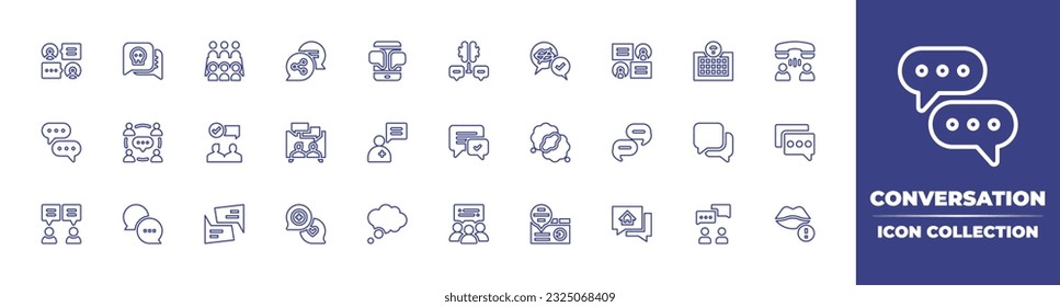 Conversation line icon collection. Editable stroke. Vector illustration. Containing conversation, meeting, share, talking, talk, smart talk, chat box, socialize, agree, discussion, chat, speech bubble
