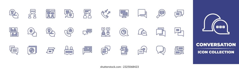 Colección de iconos de línea de conversación. Trazo editable. Ilustración vectorial. Conteniendo conversación, hablar, hablar.