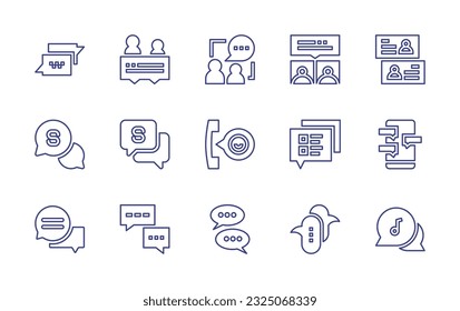 Conjunto de iconos de la línea de conversación. Trazo editable. Ilustración vectorial. Conteniendo conversación, conversación, conversación de chat, burbuja de voz.