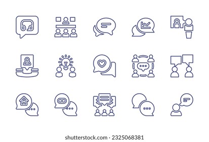 Conversation line icon set. Editable stroke. Vector illustration. Containing consulting, meeting, chat, dialogue, contact, idea, socialize, conversation.