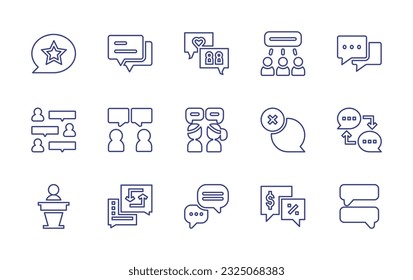 Conversation line icon set. Editable stroke. Vector illustration. Containing chat, message, conversation, networking, chat bubble, speech, talk.