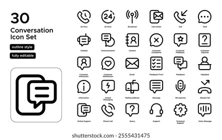 Conversation Line Icon Set: Group Discussions, Personal Interactions, and Social Engagement Icons