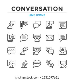 Conversation line icons set. Modern outline elements, graphic design concepts, simple symbols collection. Vector line icons