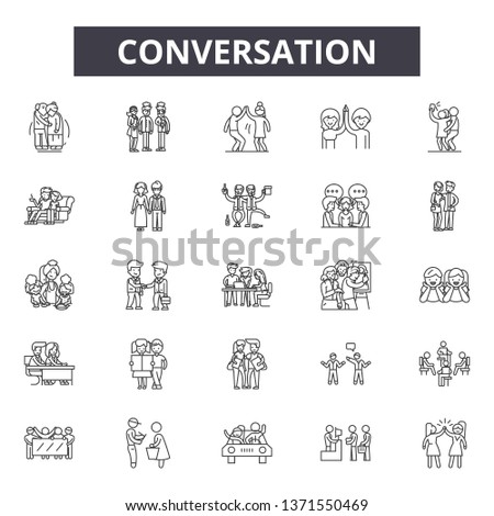 Conversation line icons, signs set, vector. Conversation outline concept, illustration: communication,conversation,bubble,talk,message,speech,chat