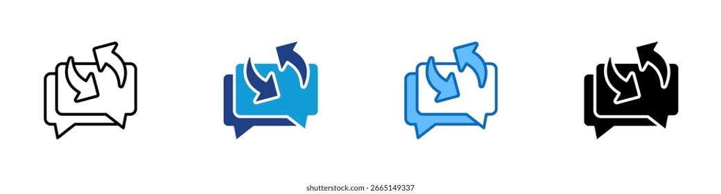 Conversation Loop Multi Style Icon Vector Design - Two chat bubbles with rotating arrows, representing continuous feedback and discussions