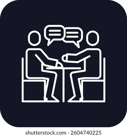 Conversation meeting icon with black filled line outline style. information, man, media, forum, thin, comment, online. Vector Illustration
