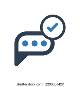 Conversation Message Icon With Approve Icon