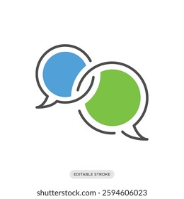 Conversation message icon. Text bubles symbol. Social media network vector illustration in color fill style.
