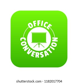 Conversation office icon green vector isolated on white background