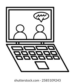 conversation on laptop, on white background