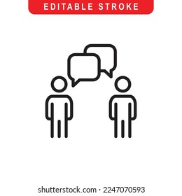 Conversation Outline Icon. Discussion Line Art Logo. Vector Illustration. Isolated on White Background. Editable Stroke