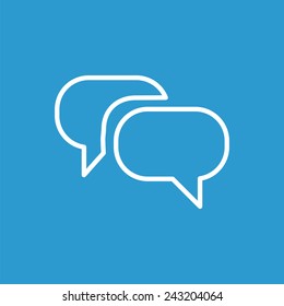 Conversation outline icon, isolated, white on the blue background. Exclusive Symbols 