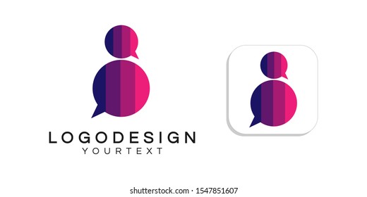 conversation people logo design. icon app smartphone color full