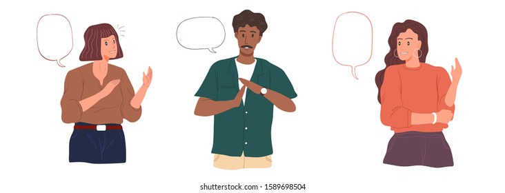 Conversation People & Talk. Youth lifestyle. Vector Illustration Style. International communication concept