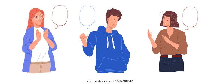 Conversation People & Talk. Youth lifestyle. Vector Illustration Style. International communication concept