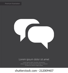 Conversation premium illustration icon, isolated, white on dark background, with text elements 