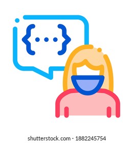 conversation protesting woman icon vector. conversation protesting woman sign. color symbol illustration