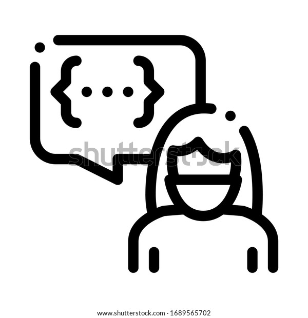 conversation\
protesting woman icon vector. conversation protesting woman sign.\
isolated contour symbol\
illustration