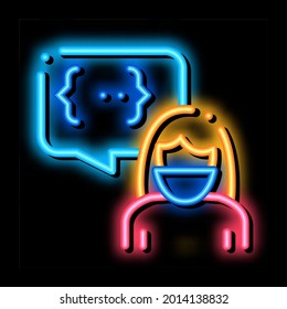 conversation protesting woman neon light sign vector. Glowing bright icon conversation protesting woman sign. transparent symbol illustration