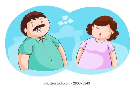 conversation from puffy couples vector illustration