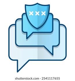 Conversation security icon, blue gradient vector illustration