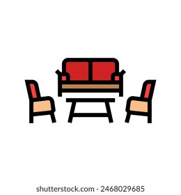 conversation set outdoor furniture color icon vector. conversation set outdoor furniture sign. isolated symbol illustration
