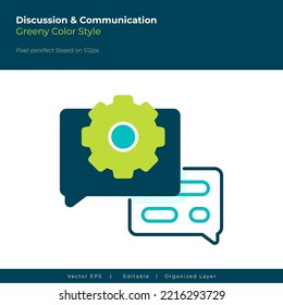 conversation settings Vector icon with green outline
