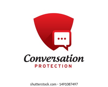 Conversation and Shield logo symbol or icon template