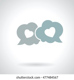 conversation speech bubble with hearts vector illustration