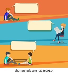 Conversation style infographic with people illustration