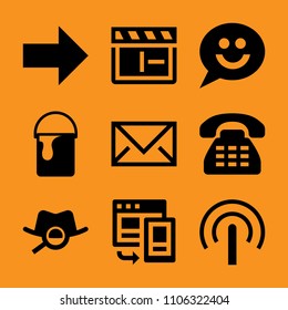 conversation, support, computer, device, criminal and clap icon vector set. Flat vector design with filled icons. Designed for web and software interfaces