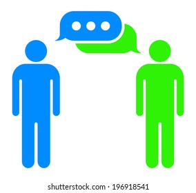 conversation symbol illustration between two people using the internet chat - eps 10 