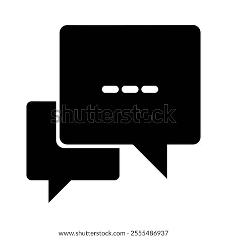Conversation symbol, minimalist design, chat interface, messaging app logo, communication concept, simple graphic, square shape, ellipsis dots, overlapping dialogue boxes, digital communication,