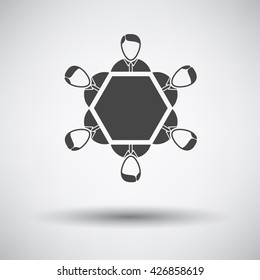 Conversation table icon on gray background with round shadow. Vector illustration.