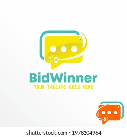 Conversation or talk chat and hammer image graphic icon logo free design abstract concept vector stock. Can be used as a symbol related to games.