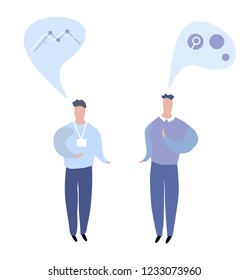 Conversation of two business men. flat vector illustration