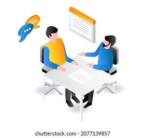 Conversation of two men at the meeting table