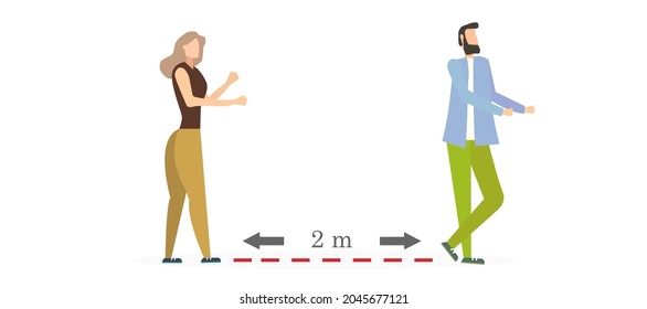 conversation of two people during coronavirus, social distance, conversation with each other, vector illustration