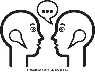 Conceito de vetor de conversa. Pessoas falando cabeças ilustração. Símbolo de estrutura de comunicação. Elemento gráfico de diálogo e comentários.