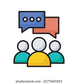 Ilustración de diseño de iconos rellenada por vector de conversación. Símbolo de desarrollo y marketing SEO sobre el fondo blanco del archivo EPS 10