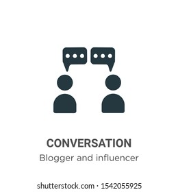 Conversation vector icon on white background. Flat vector conversation icon symbol sign from modern blogger and influencer collection for mobile concept and web apps design.