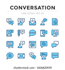 Conversation vector line icons set. Thin line design. Outline graphic elements, simple stroke symbols. Conversation icons