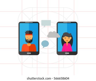 Conversation via Mobile Phones Icon