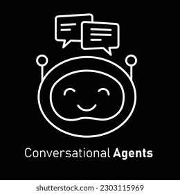 Conversational Agent Icon. AI Chatbot Icon. Virtual Assistant. Intelligent Personal Assistant Icon. Natural Language Processing. Editable Stroke Icon.