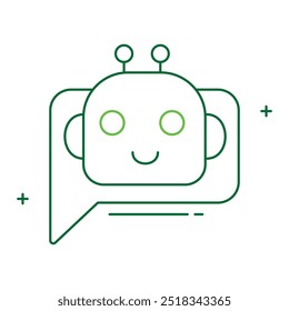 Conversational AI and Chat Bot Vector Icon Design, AI assistant, virtual assistant, chatbot technology, automated responses