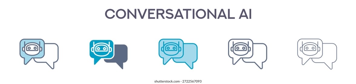 Conversational Ai Element For Design Graphic - Multi Styles. Vector Illustration Of Two Colored And Black. Multiple Icons Designs Can Be Used For Mobile, Ui, Web