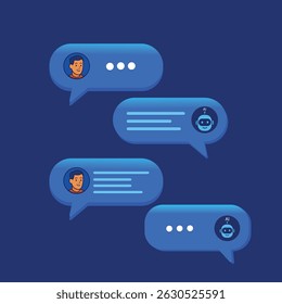Conversational Chatbot with AI and Human Messages Vector Illustration