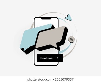 Conversational commerce uses messaging and social commerce to connect sales. Conversational commerce improves engagement through conversational marketing techniques. Modern flat vector illustration